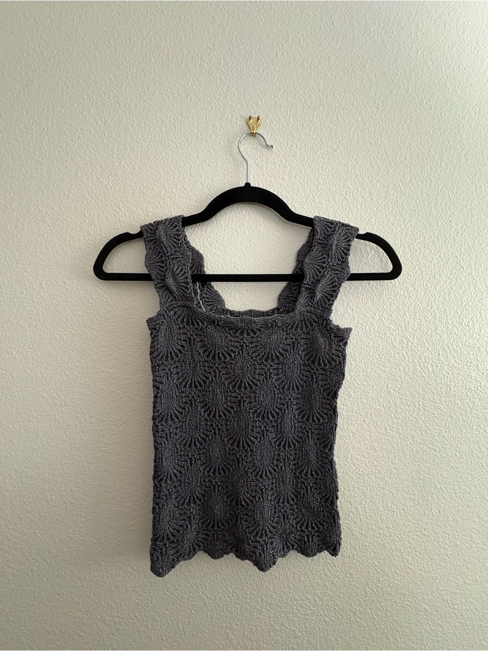 Love Letter Jacquard Floral Square Neck Sleeveless Wide Strap Cami Top fp